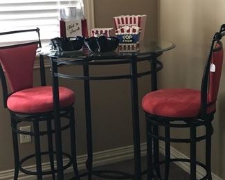 Bistro table and 2 of the 4 stools