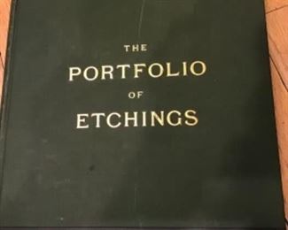 1888 THE PORTFOLIO OF ETCHINGS 15 inch  hand cut pages.   $45