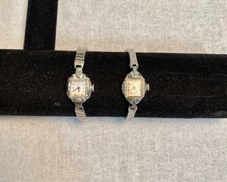 Vintage "Bulova" ladies watches. Both are running. One on right marked "Swiss". $12