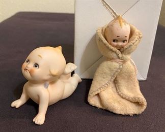 Old Porcelain kewpie in blanket, head only. Kewpie baby crawling newer style. $10