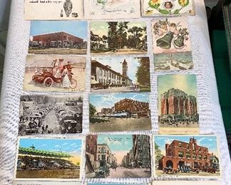 Early "1900's" postcards, street views, buildings, commerce, Christmas & whimsy. (Lot 18) $20