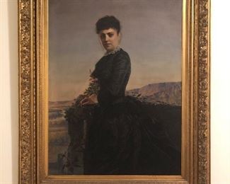 Extremely Large Oil on Canvas of Mary Brinkerhoff, Circa 1870 -1878