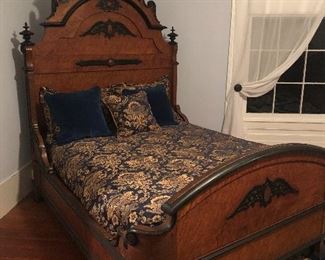 Birdseye Maple Victorian High Back Bed