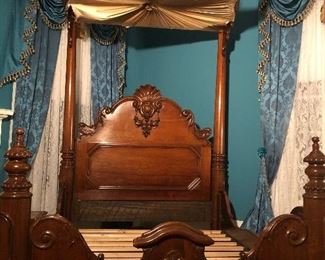 Rosewood Victorian Half Tester Bed stamped C.Lee