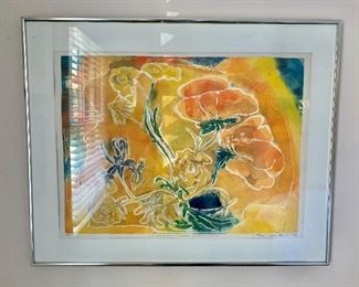 $325; Lithograph - 24 1/2 in. (H) x 30 1/4 in. (W) "Summer Flowers" 1/100 lower left, dated 1987;  Rosemarie Hahn (American 1921-2007)