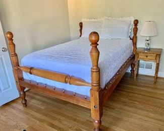 $395 - Full size four post rope bed 48 in. (H, highest point) x 79 1/2 in. (L) x 55 1/2 in. (W) Mattress included.  