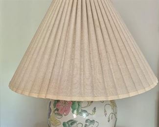 $60 - Floral lamp 23 in. (H) x 18 in. (W, shade at base)