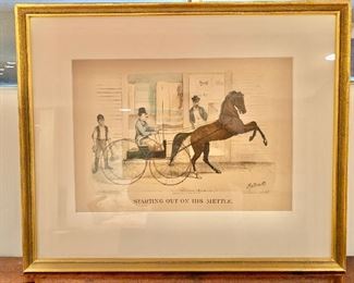 $75 - Framed Currier and Ives print (Starting Out On His Mettle) 18 in. (H) x 22 in. (W)