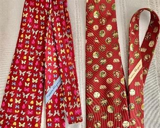 $40 each; Ferragamo Ties.  Butterfly silk (left), Red printed silk (Right)