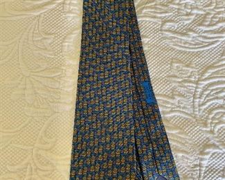 $70; Hermes #2; blue print silk tie