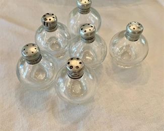 $30 - 6 sterling silver topped salt shakers