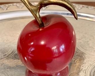 $30; Red and gold apple bell; metallic; 3 1/2 in. (H) x 2 1/2 in. (W)