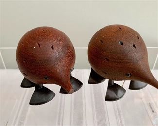 $195 - Pair of MCM hedgehog toothpick holders -  Laurids Lonborg -  Made in Denmark; 2 1/2 in. (H) x 3 1/2 in. (W)