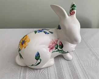 $50; Tiffany porcelain bunny with floral decoration; 7 in. (H) x 8 in. (L) x 4 in. (W)