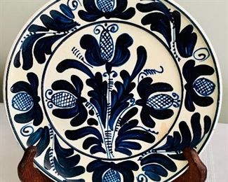 $35; #4 Blue and white ceramic plate; 8 1/4 in. (diameter)