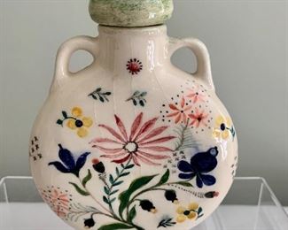 $20 Decorative porcelain bottle with removable cork top; 7 in. (H) x 5 in. (W), side #1