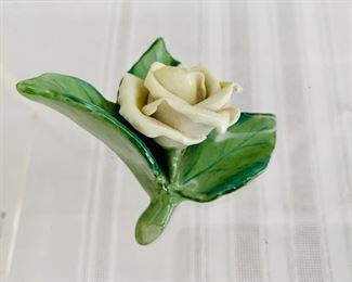 $40 Herend porcelain rose place card holder; 1 1/2 in. (H) x 2 1/2 in. (W)