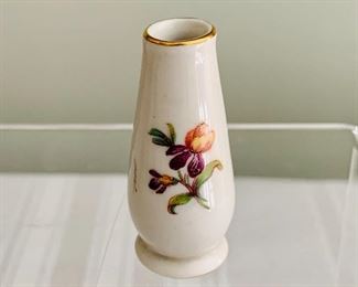 $15 - Hollohaza Hungary gold rimmed miniature porcelain vase; 2 1/4 in. (H)