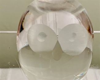 $18 Hadeland art glass crystal owl; Norway; 2 1/4 in. (H) x 2 in. (W)