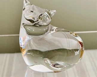 $65 Baccarat crystal cat; 2 1/2 in. (H) x 2 1/2 in. (L)