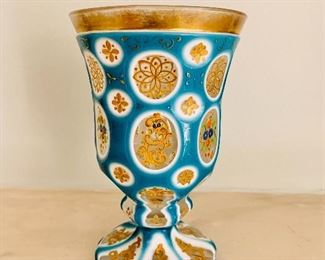  Second view,  Bavarian gold rimmed decorative glass goblet