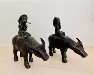 $100 each bronze figurine; "A" left; "B"-right; dimensions of each 4 1/2 in. (H) x 1 1/4 in. (W) x 5 in. (L)
