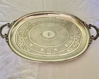 $95 - Silver plate tray.  20"L x 13"W
