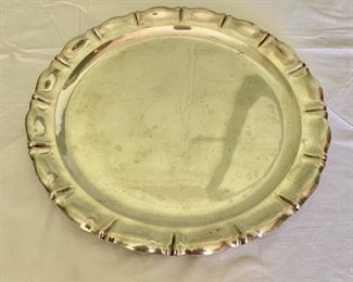 Hand raised silver tray. 14.5"D