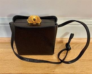 $50; RODO Italy evening bag with gold clasp; 5.5”w x 6.5” h x 3” d