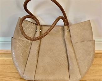 $20; Neiman Marcus tote #1; 17” W x 12” h; faux leather