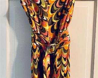 $50; Milly short sleeve multicolored print dress with belt; size 10