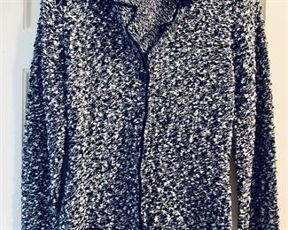 $28; Adrienne Vittadini black and white knit sweater/jacket; wool & acrylic; size M