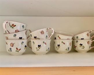 $90 set; Villeroy & Boch “Petite Fleur” cups and saucers; 9 cups and 12 saucer
