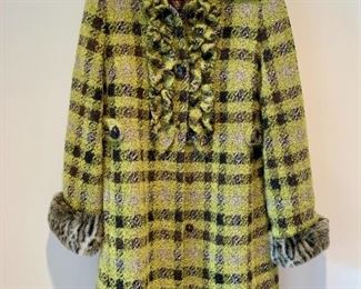 $50; Sara Campbell Wool coat with ruffles.  Size M.
