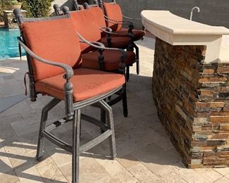 Set/4 Patio Swivel Bar Stools