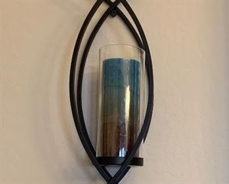 Metal Sconce w Candle Pair