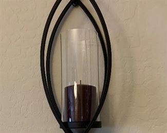 Metal Sconce w Candle Pair