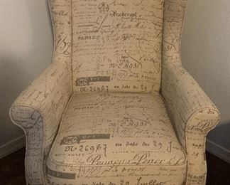 French Script Wingback Chair x 2