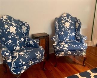 pair of matching wing back chairs by Southwood