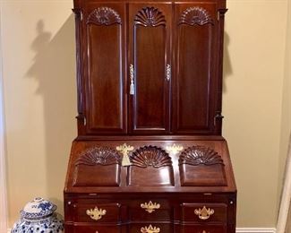 Kindel Winterthur Collection Updyke mahogany desk, 8’4” tall (ginger jar, not for sale)