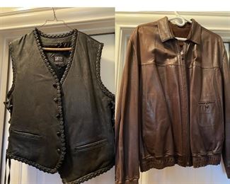 DKNY menβs leather vest. And other menβs leather jackets and vests.