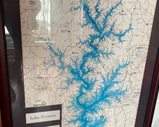 framed Lake Norman map