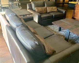 Stickley leather sofa & love seat