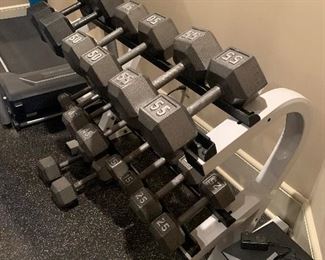 Weights on rack
