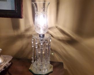 Crystal Etched Hurricane Lamp (pair)...21.5" tall
