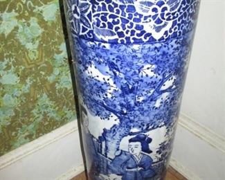 Antique Blue Chinoiserie  Umbrella/Cane  Stand