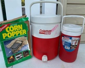CLEARANCE!  $3.00 NOW, WAS $10.00.............Coleman Coolers and Corn Popper (B101)