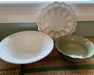 CLEARANCE!  $4.00 NOW, WAS $12.00..............Bowls and Deviled Egg Platter (B326)