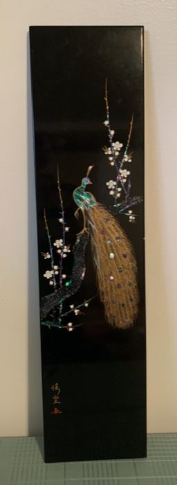 CLEARANCE  !  $10.00 NOW, WAS $45.00...........Inlaid Peacock 24" x 6" (B528)