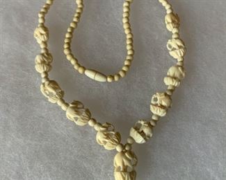 CLEARANCE  !  $10.00 NOW, WAS $40.00..............Carved Bone Elephant Necklace (B685)